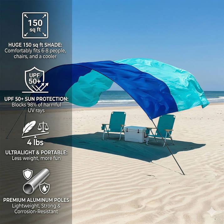 Wind-Resistant Beach Shade